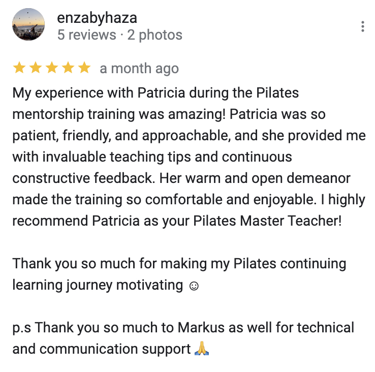 Pilates Station Google Review 1